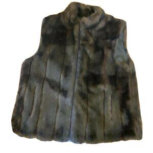 Luxurious Faux Fur Vest With Satin Lining - Womens Size M - Elegant Black & Brow